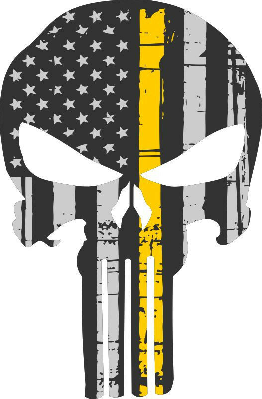 Punisher Skull Decal Yellow Flag Skull Window decal - 3 Sizes Free Shipping - Powercall Sirens LLC