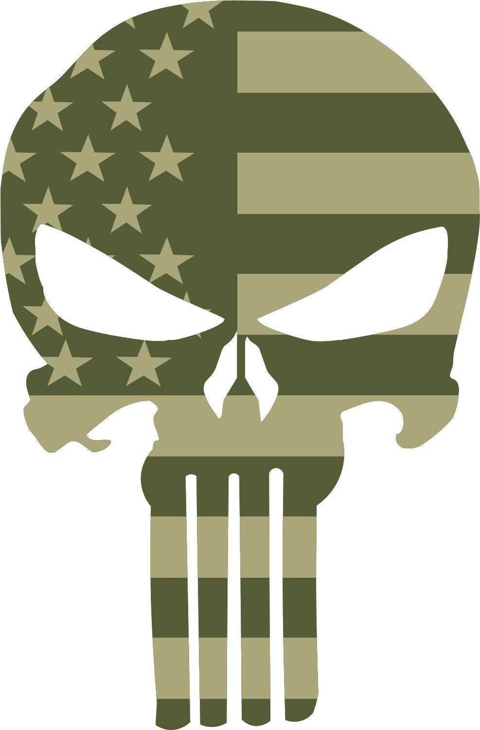 Punisher Skull Decal - Olive Drab Military Outdoor/Indoor Decal - Various Sizes - Powercall Sirens LLC