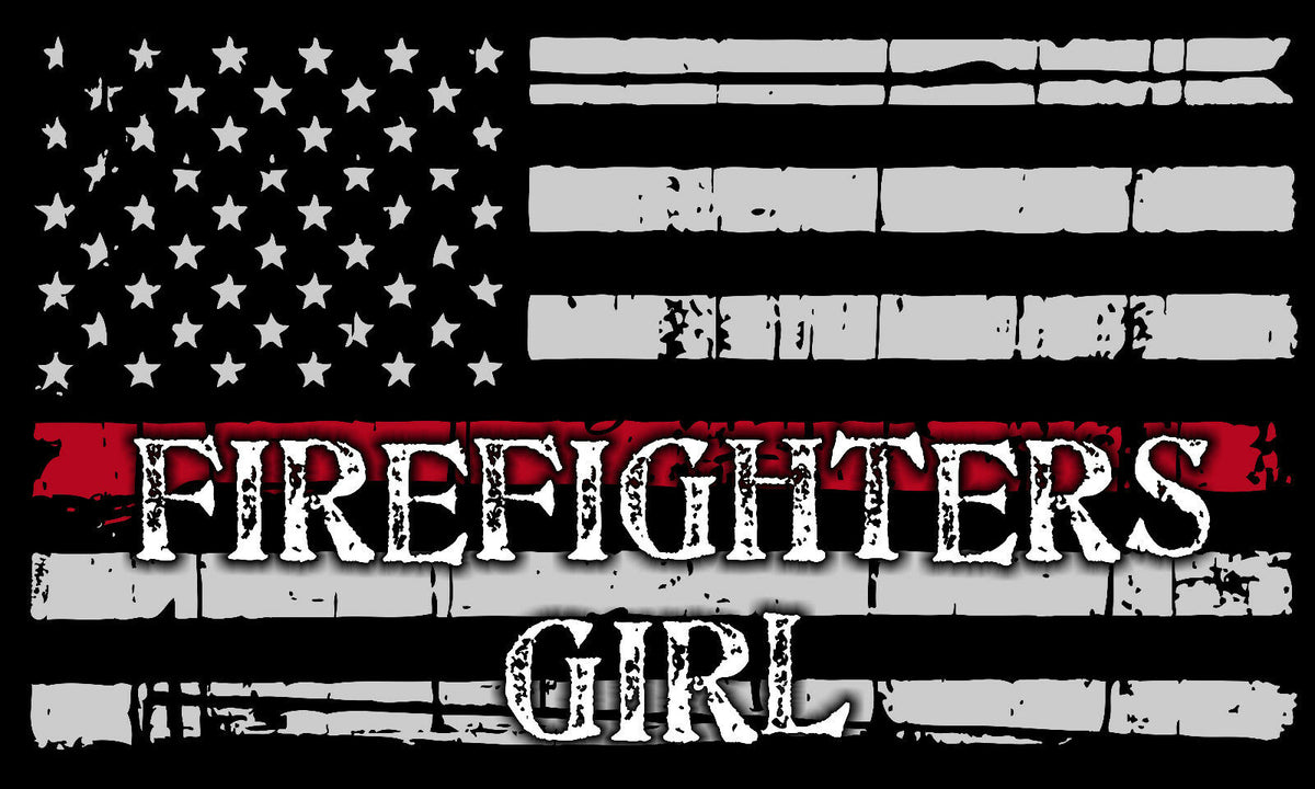 Thin Red Line decal - Tattered Firefighters Girl Flag Decal- Multiple Sizes - Powercall Sirens LLC