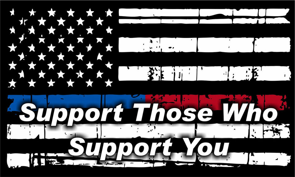 Tattered Police Officer Thin Blue Line Support Those & You Flag Decal Diff Sizes - Powercall Sirens LLC