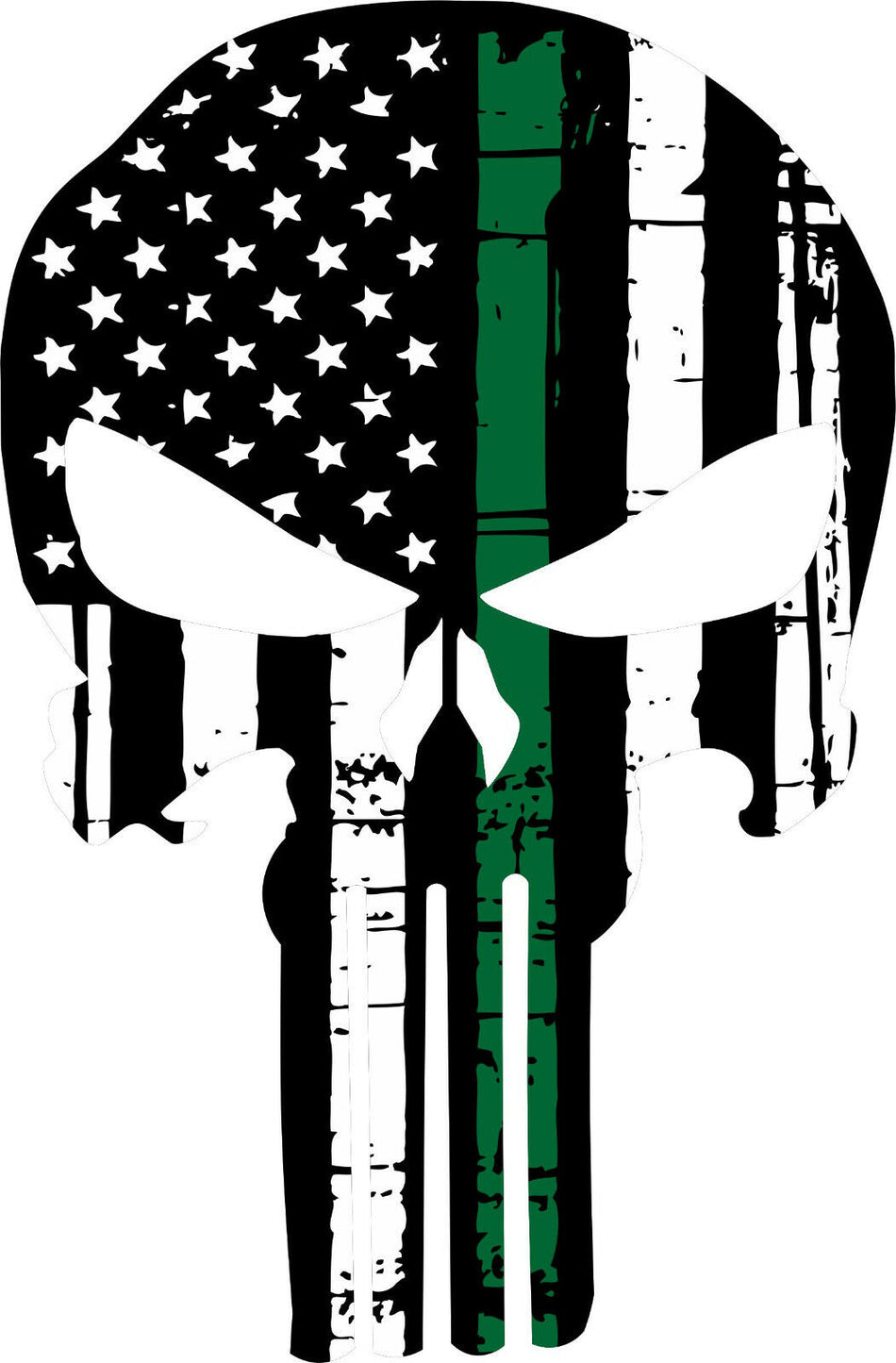 Thin Green Line Punisher USA Flag Exterior Window decal - Free Shipping - Powercall Sirens LLC