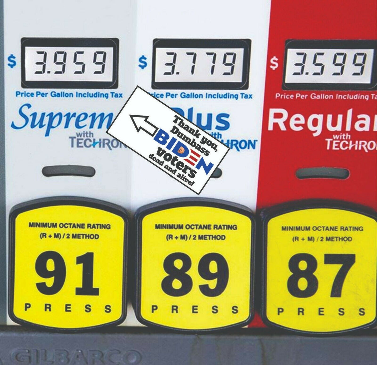 FUNNY POLITICAL STICKER BIDEN TRUMP GAS PRICES Vinyl Decal  Socialist Fuel PUMP - Powercall Sirens LLC