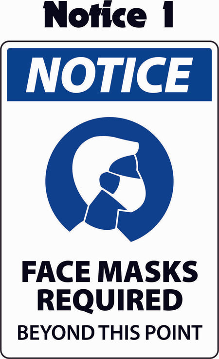 NOTICE FACE MASK REQUIRED STICKERS / SAFETY SIGN Quantity of 2 DECALS. - Powercall Sirens LLC