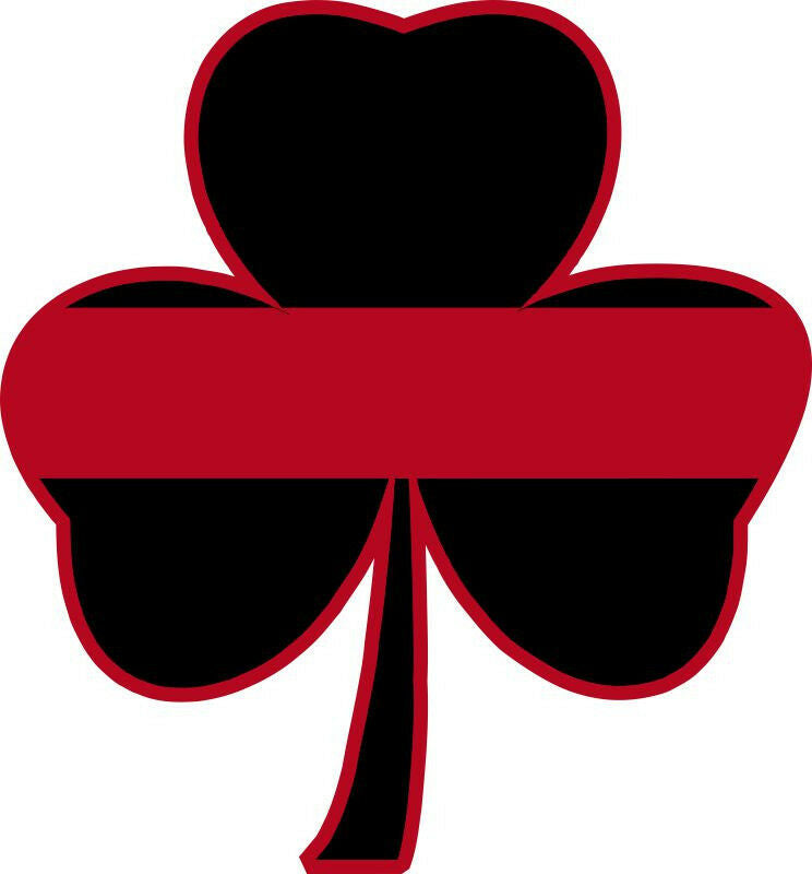 Thin Red Line Shamrock 6" Tall window Decal Fire Firefighter Reflective 3M Vinyl - Powercall Sirens LLC