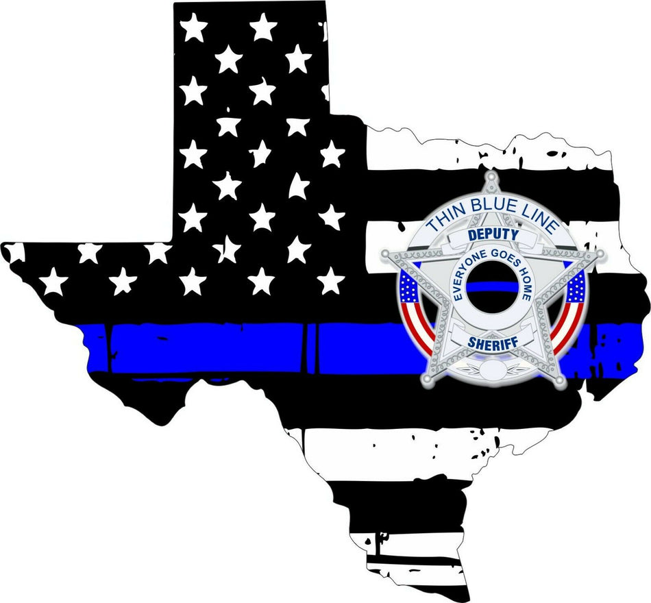 Thin Blue line decal - State of Texas POLICE DEPUTY SHERIFF Decal-Various Sizes - Powercall Sirens LLC