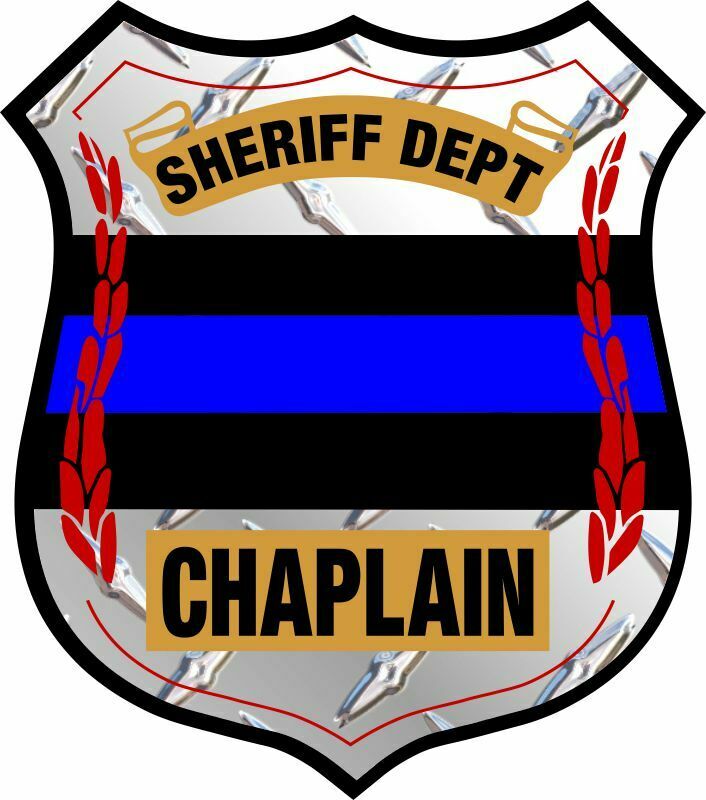 Thin Blue Line Sheriff Chaplain Badge Window Decal Police Law Enforcement - Powercall Sirens LLC