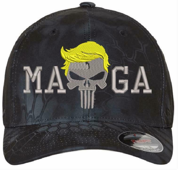 Donald Trump Hat - MAGA Punisher Version 6277 Kryptek Flex Fit Hat S/M L/XL - Powercall Sirens LLC