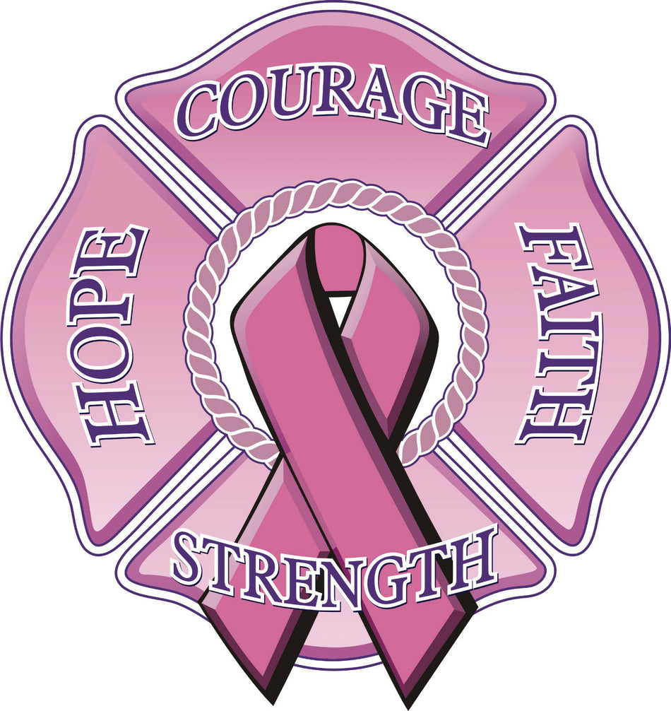 Firefighter Decal - Pink Maltese Cross Breast Cancer Awareness Decal - Powercall Sirens LLC