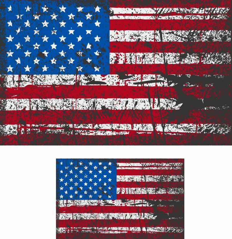 Tattered USA Flag Decals - 3" x 5" and 3" x 1.75" Reflective Decals - Free Ship - Powercall Sirens LLC