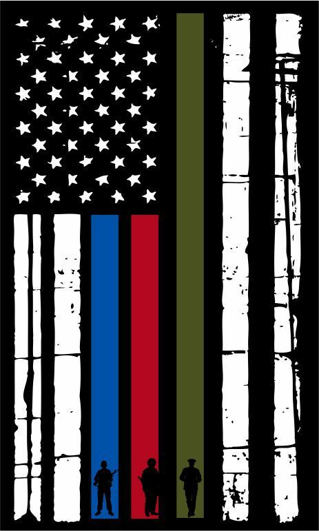 Thin Blue Line Reversed decal Flag Firefighter, Police, Military Tattered Design - Powercall Sirens LLC