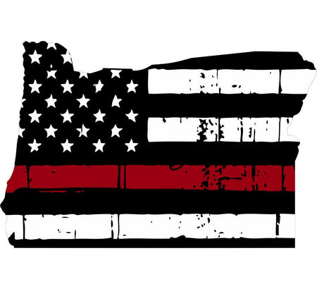 Thin Red line decal - State of Oregon Tattered Flag Decal - Various Sizes - Powercall Sirens LLC