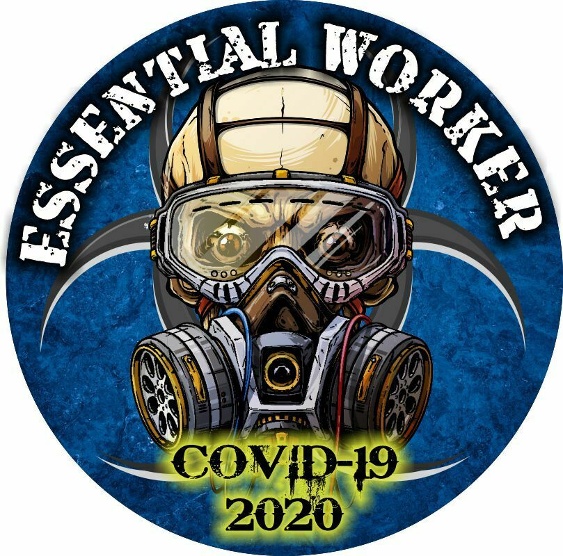 Essential Worker Sticker - Blue Biohazard Version Skull Decal - Variou ...