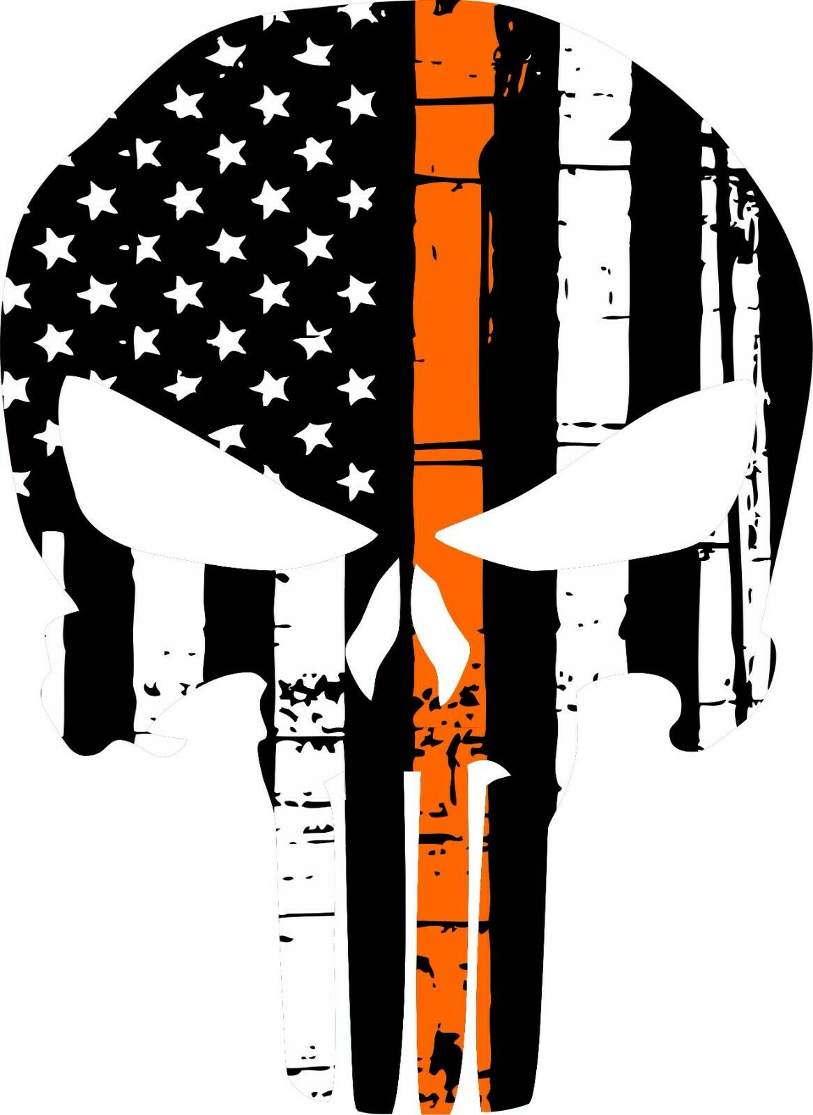 Punisher Skull American Flag Orange Line Window Decal - Graphic Various Sizes - Powercall Sirens LLC