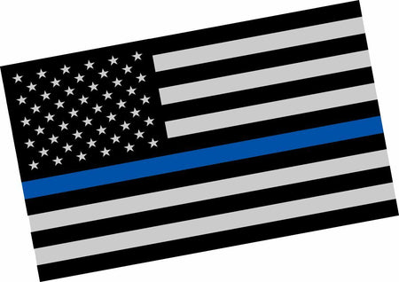 Police Officer Thin Blue Line reflective American Flag Decal 1.5" x 1 Hardhat Sz - Powercall Sirens LLC