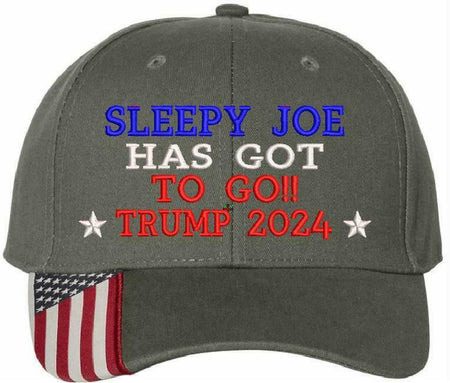 Sleep Joe Has Got to Go Trump 2024 Embroidered USA300 Hat with Flag Brim - Powercall Sirens LLC