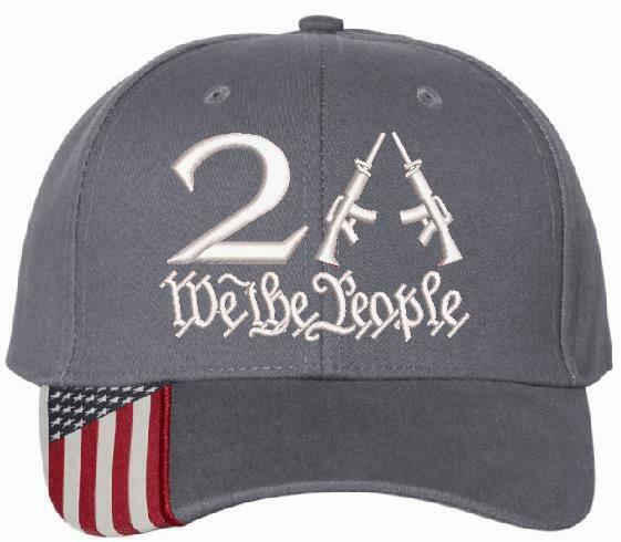 We the People 2nd Amendment 2A Embroidered Adjustable Hat w/ Flag Brim or Orange - Powercall Sirens LLC