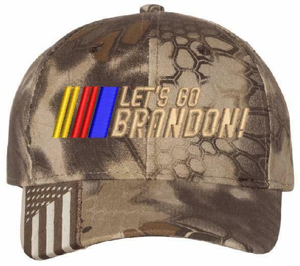 Let's Go Brandon Racing Stripes Embroidered Adjustable USA300 Hat, FJB JOE BIDEN - Powercall Sirens LLC