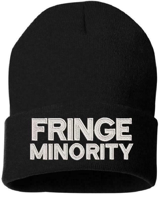 FRINGE MINORITY WINTER HAT Embroidered Cuff or Beanie Navy Blue or Black Hat - Powercall Sirens LLC