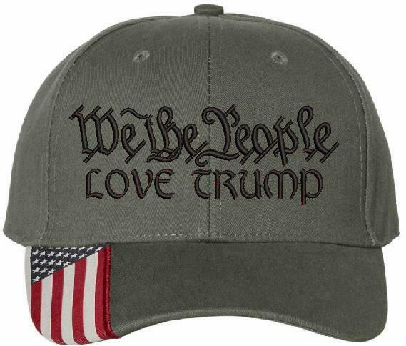 We The People "LOVE TRUMP" Embroidered Hat 2nd Amendment USA300 hat w/Flag Brim - Powercall Sirens LLC