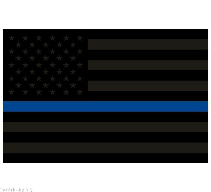 Thin Blue Line Decal -  USA Flag Blacklite REFLECTIVE Var Sizes free Ship - Powercall Sirens LLC