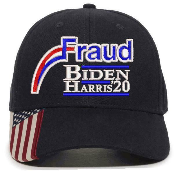 Fraud Joe Biden Rigged Election BIDEN HARRIS Hat USA300 Outdoor Cap w/Flag Brim