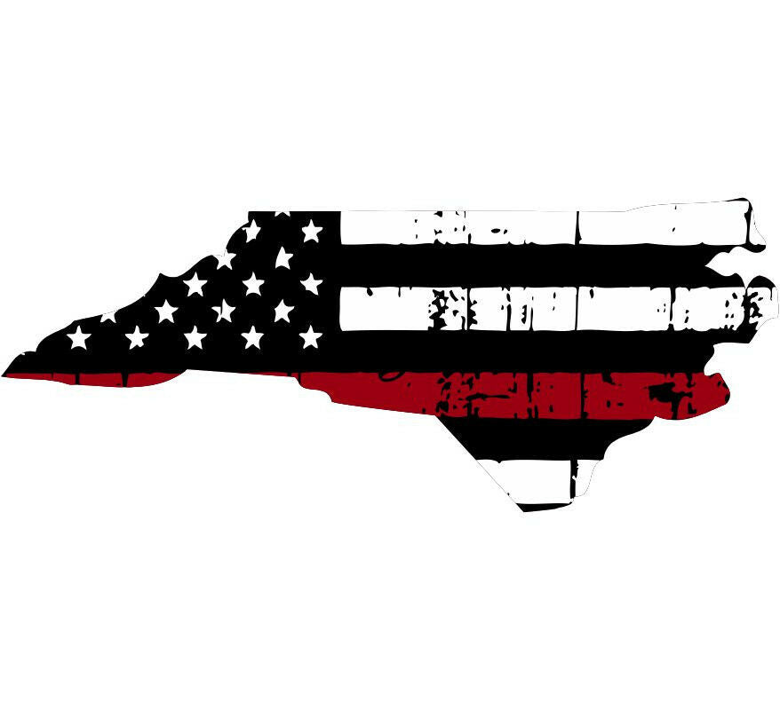 Thin Red line decal - State of North Carolina Tattered Flag Decal -Various Sizes - Powercall Sirens LLC