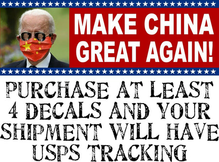 Biden Make China Great Again China Mask Bumper Sticker 8.7" x 3" Bumper Sticker - Powercall Sirens LLC