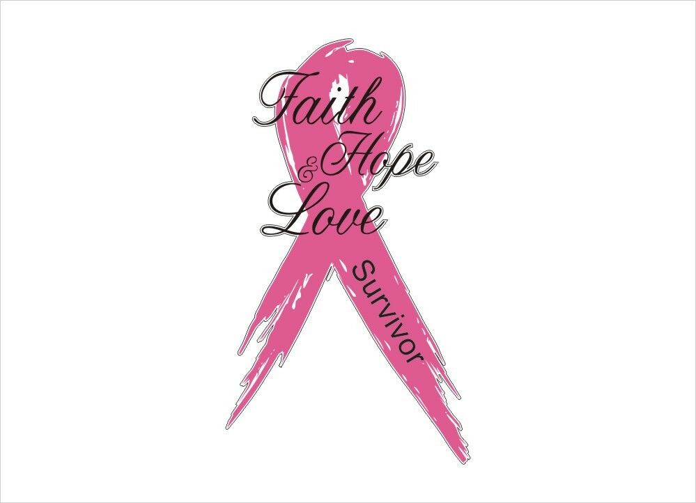 Pink 2"x5" Faith, Hope, & Love Survivor Breast Cancer Awareness Ribbon Decal - Powercall Sirens LLC