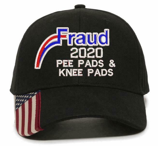Fraud Joe Biden Rigged Election PEE KNEE PADS Hat USA300 Outdoor Cap w/Flag Brim - Powercall Sirens LLC