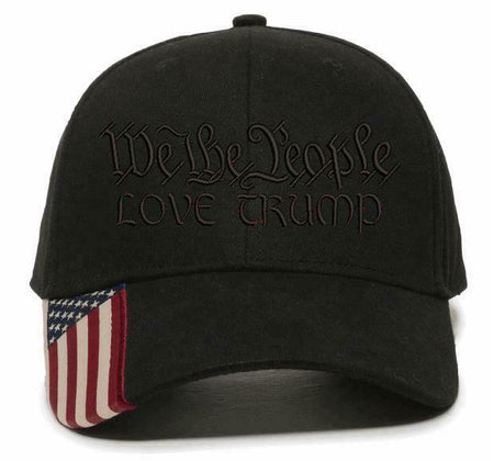 We The People "LOVE TRUMP" Embroidered Hat 2nd Amendment USA300 hat w/Flag Brim - Powercall Sirens LLC