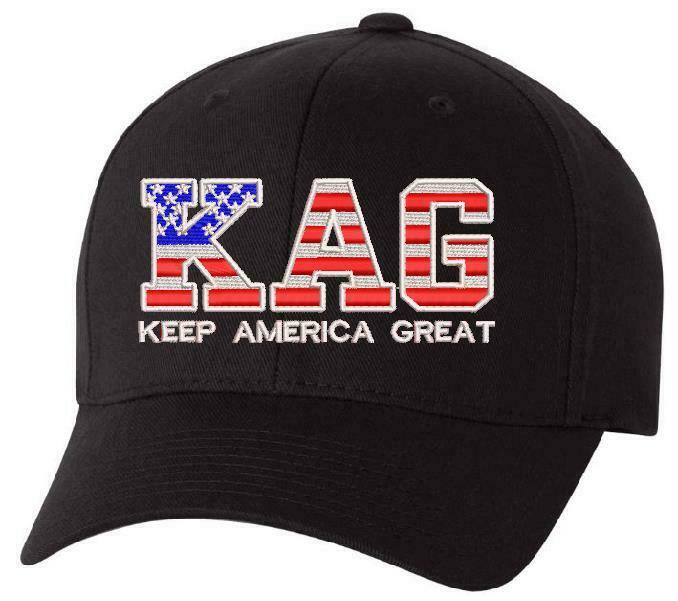Keep America Great USA Trump KAG Flex fit Embroidered hat with BACK USA FLAG - Powercall Sirens LLC