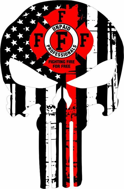 Punisher Skull Firefighter Fighting Fire for Free Decal - Various Sizes - Powercall Sirens LLC