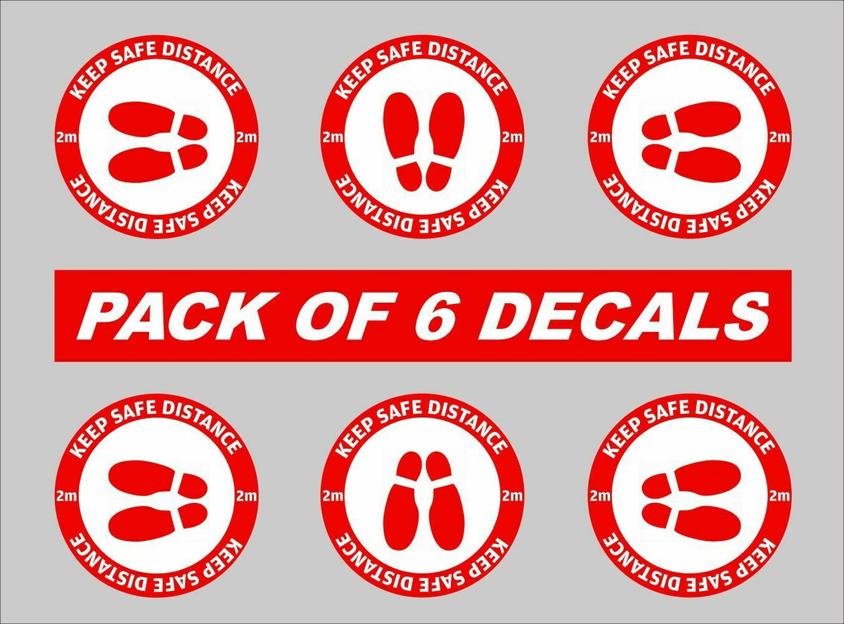 Keep Safe Distance Social Distancing Decals Sheet of 6 Decals See Description - Powercall Sirens LLC