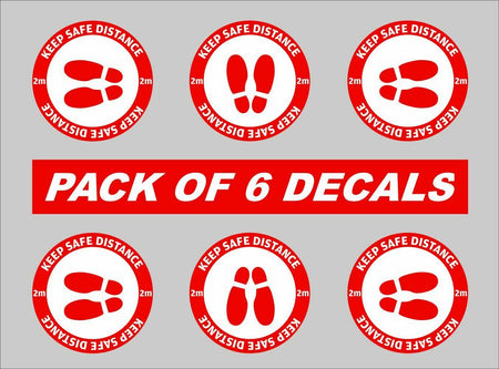 Keep Safe Distance Social Distancing Decals Sheet of 6 Decals See Description - Powercall Sirens LLC