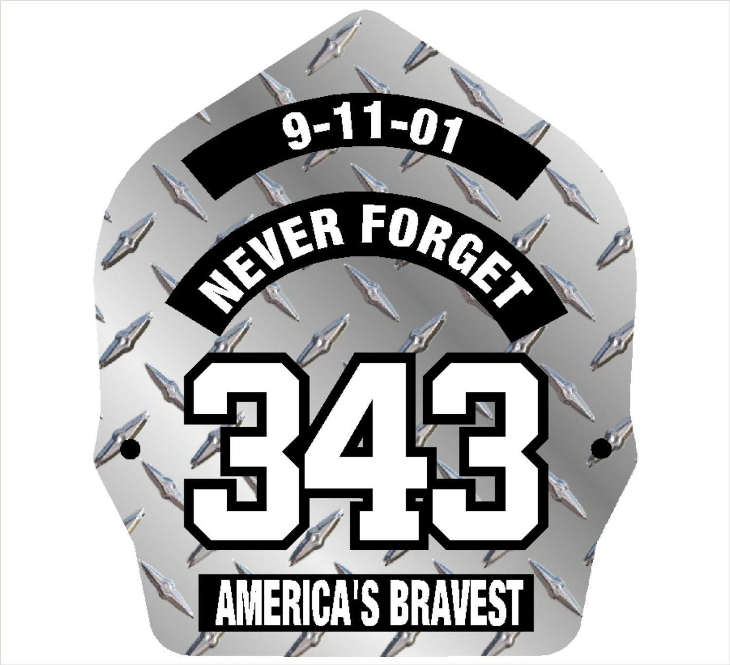 Firefighter Decal -9/11 Never Forget 343 Diamond Plate- Various Sizes - Powercall Sirens LLC