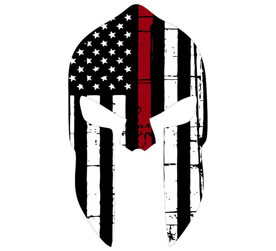 Thin Cherry Red Line decal - Spartan Head Cherry Red Line - Various Sizes - Powercall Sirens LLC
