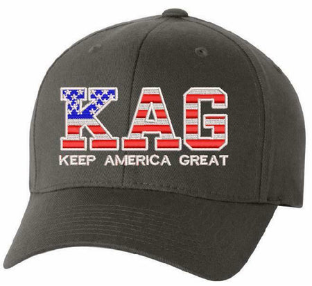 Keep America Great USA Trump KAG Flex fit Embroidered hat with BACK USA FLAG - Powercall Sirens LLC