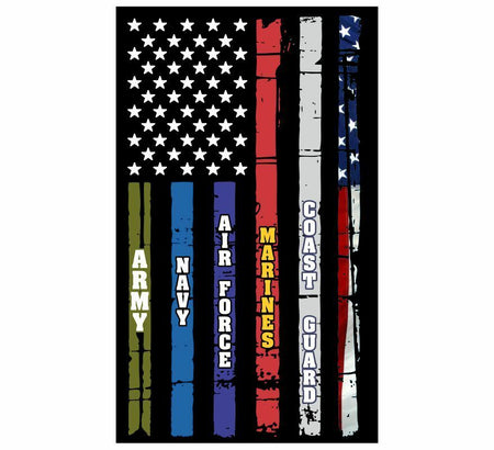 Distressed Military Flag Decal, Army, Navy, Air Force Marines, Coast Guard - Powercall Sirens LLC