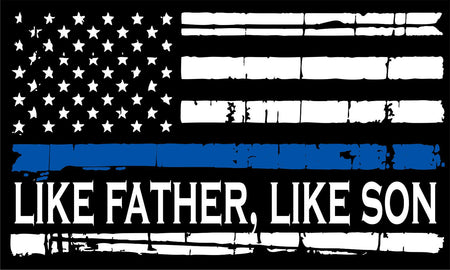 Thin Blue Line Decal - Tattered Flag REFLECTIVE FATHER/SON Decal - Var. Sizes - Powercall Sirens LLC