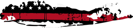 Thin Red Line Tattered Decal - Long Island NY Red Line Reflective Decal - Powercall Sirens LLC