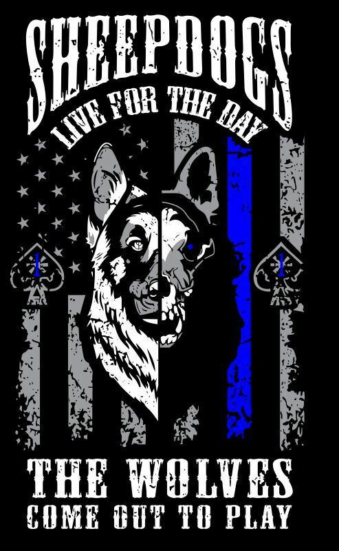 Thin Blue Line Vertical Flag Police LEO Sheepdogs Wolfes come out to play - Powercall Sirens LLC