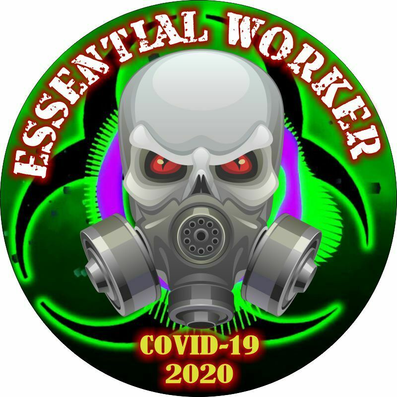 Essential Worker Sticker - Radioactive Skull Virus Window Decal - Various Sizes - Powercall Sirens LLC