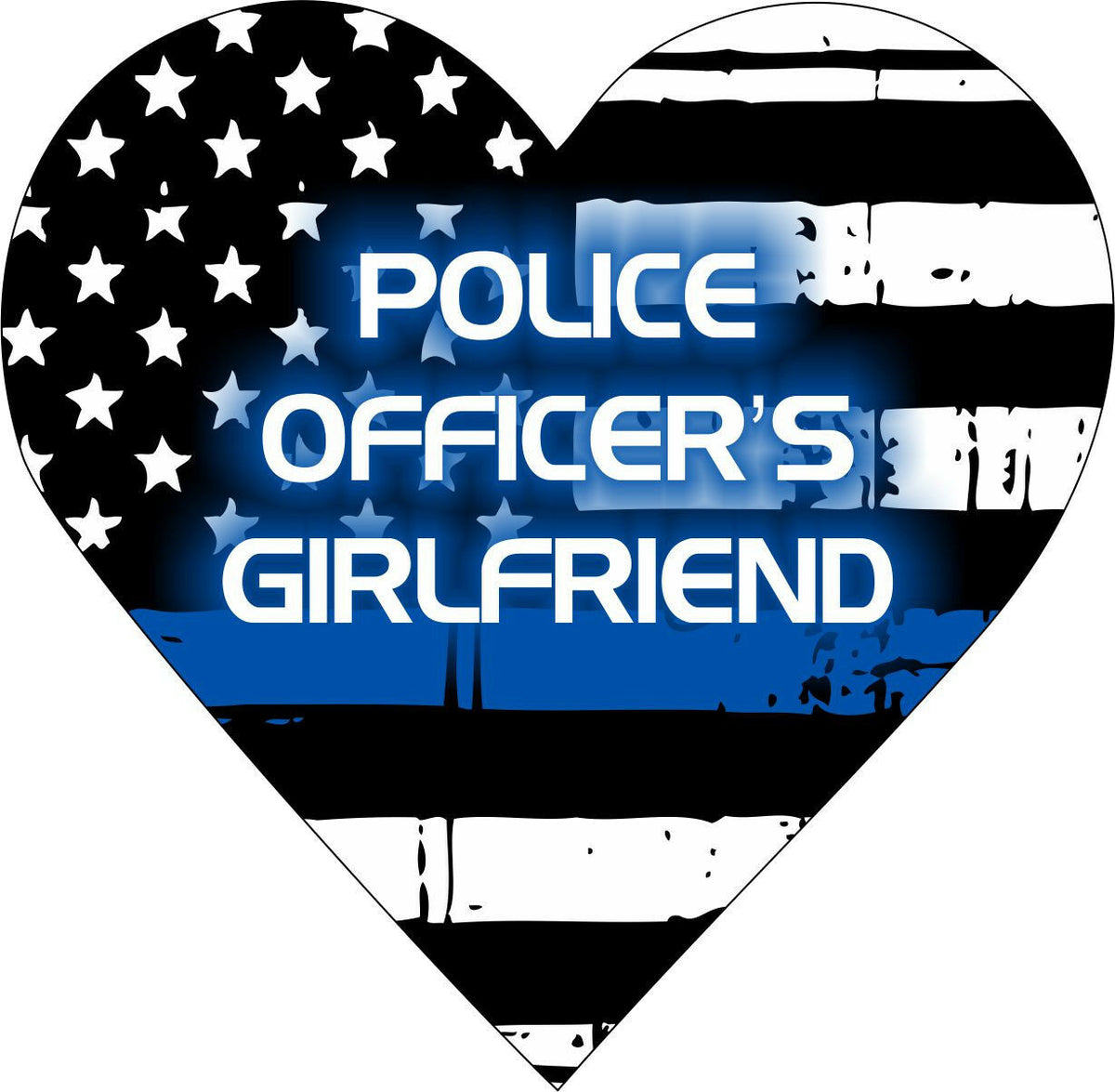 Thin blue line decal - Police officer's girlfriend heart decal - various sizes - Powercall Sirens LLC