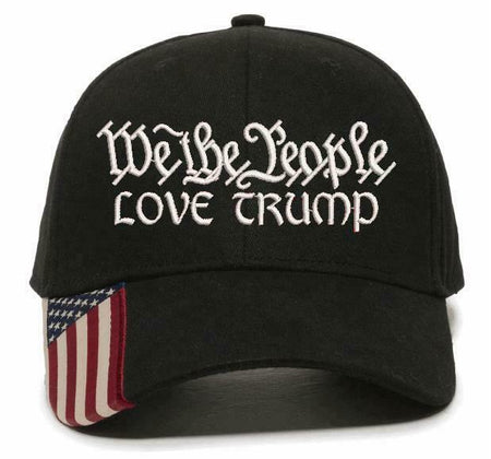 We The People "LOVE TRUMP" Embroidered Hat 2nd Amendment USA300 hat w/Flag Brim - Powercall Sirens LLC