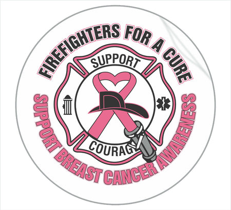 Firefighter Decal 4"x4" Firefighters For A Cure Breast Cancer Awareness Decal - Powercall Sirens LLC