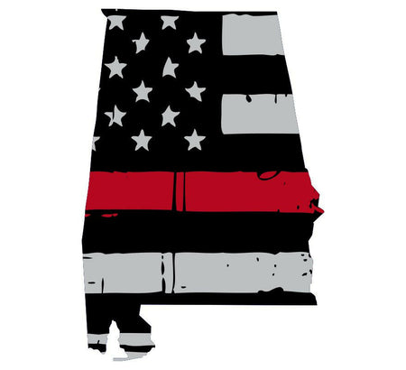 Thin Red Line Decal - State of Alabama window vinyl sticker - Various Size - Powercall Sirens LLC