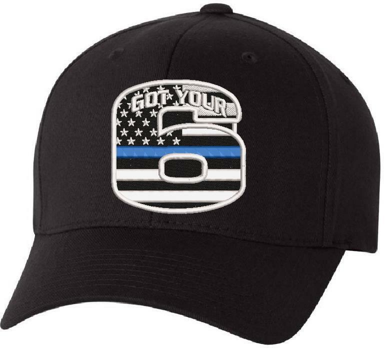 Police Got your Six Embroidered Flex Fit Hat - Got your Six LEO - Various Sizes - Powercall Sirens LLC