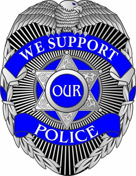 Thin Blue Line Decal - We Support our Police Blue Line decal - Various Sizes - Powercall Sirens LLC