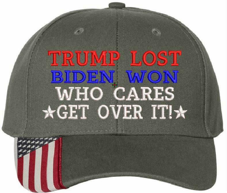 Joe Biden Won Trump Lost WHO CARES get over it Adjustable USA300 Embroidered Hat - Powercall Sirens LLC