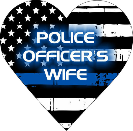 Thin blue line decal - Police officer's wife heart window decal - various sizes - Powercall Sirens LLC